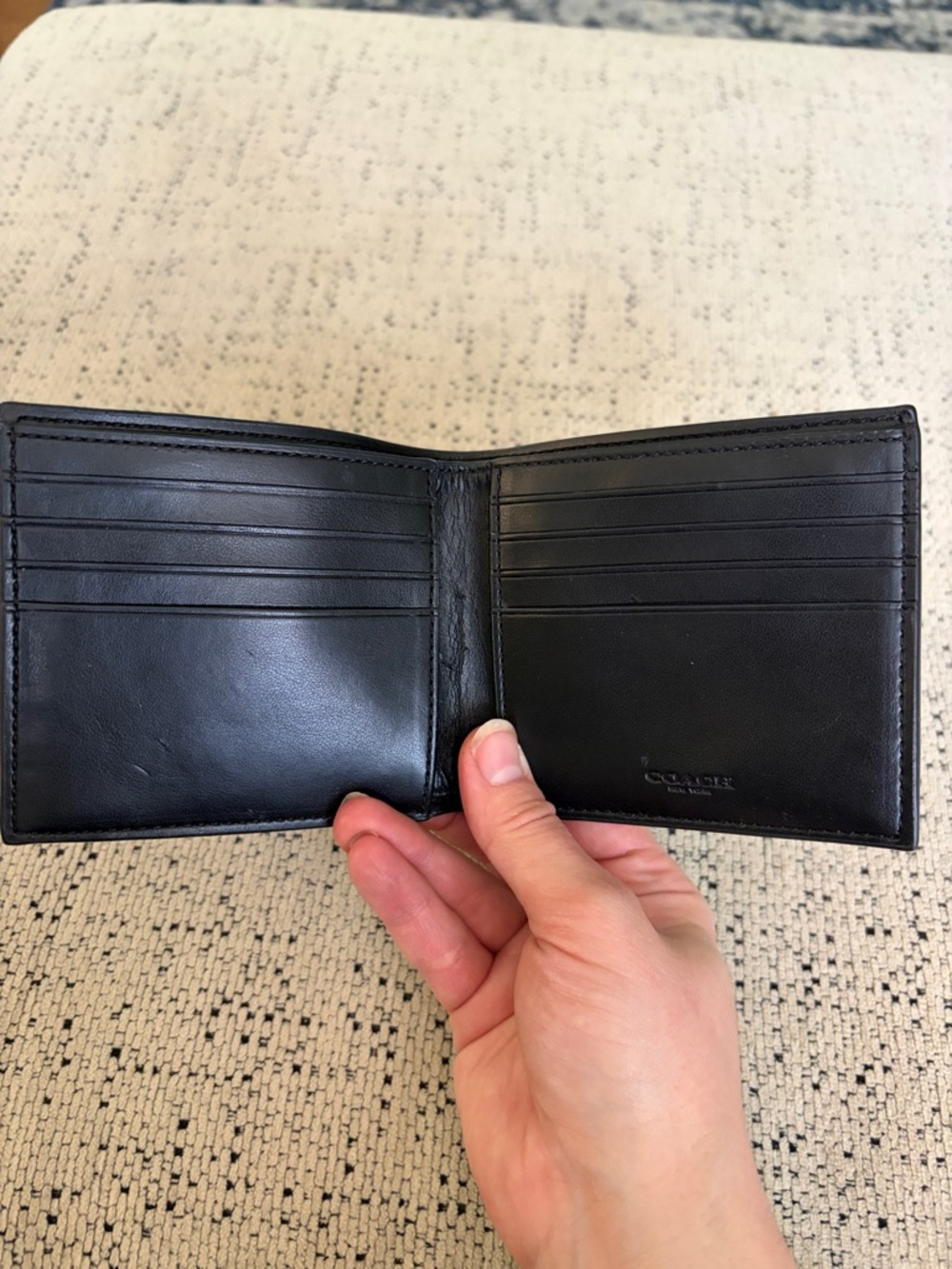 Coach Two-Tone Black Signature Canvas Bi-Fold Wallet - Picture 3 of 6